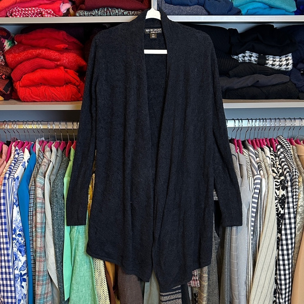 Barefoot Dreams black chenille long sleeve open front cardigan size S/M
